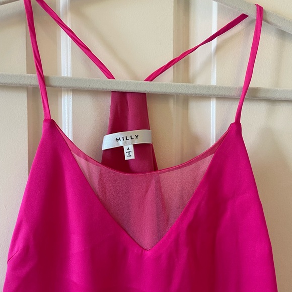 Milly Silk V-Neck Fly Away Tank Top Magenta Pink Size 4 - Picture 4 of 4